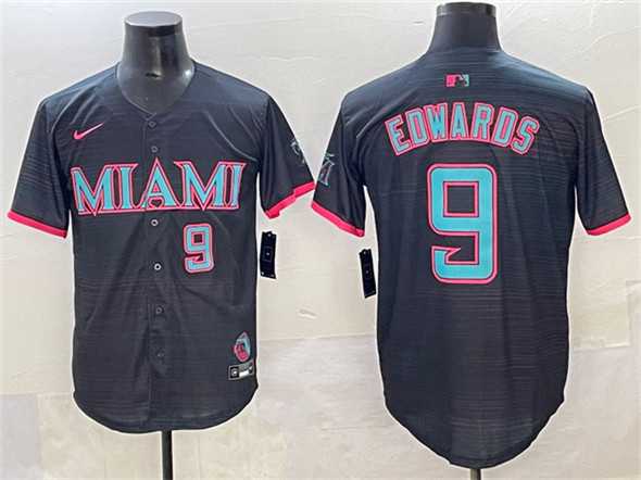 Men%27s Miami Marlins #9 Xavier Edwards Black 2025 City Connect Limited Stitched Jersey->2023 world baseball classic->MLB Jersey